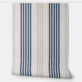 Navy Slate Ticking Stripe Linen Texture 壁紙