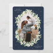 Navy Snowberry+Eucalyptus Christmas Photo シーズンカード (正面)