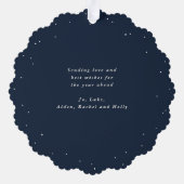 Navy Snowberry+Eucalyptus Christmas Wreath Photo  オーナメントカード (裏面)