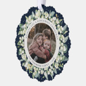 Navy Snowberry+Eucalyptus Christmas Wreath Photo  オーナメントカード (左)