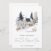 Navy Snowy House From Our Home to Yours シーズンカード (正面/裏面)