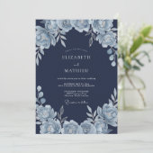 Navy Snowy Winter Wedding 招待状 (スタンド正面)