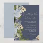 Navy Something Blue Before I Do Bridal Shower  招待状 (正面/裏面)