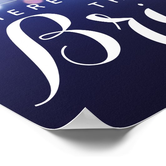 Navy String of lights here comes the bride ポスター (角)