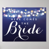 Navy String of lights here comes the bride ポスター (正面)