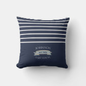 Navy Striped Lake House Anchor クッション (正面)