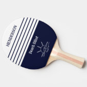 Navy Stripes Monogram Family Nautical  卓球ラケット (横)
