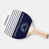 Navy Stripes Monogram Family Nautical 卓球ラケット (横)