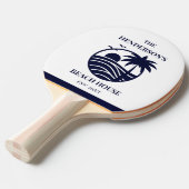 Navy Stripes Palm Tree Monogram Family Coastal 卓球ラケット (正面アングル)