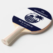 Navy Stripes Palm Tree Monogram Family Coastal 卓球ラケット (正面アングル)