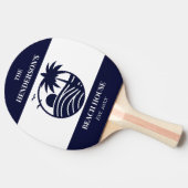 Navy Stripes Palm Tree Monogram Family Coastal 卓球ラケット (横)