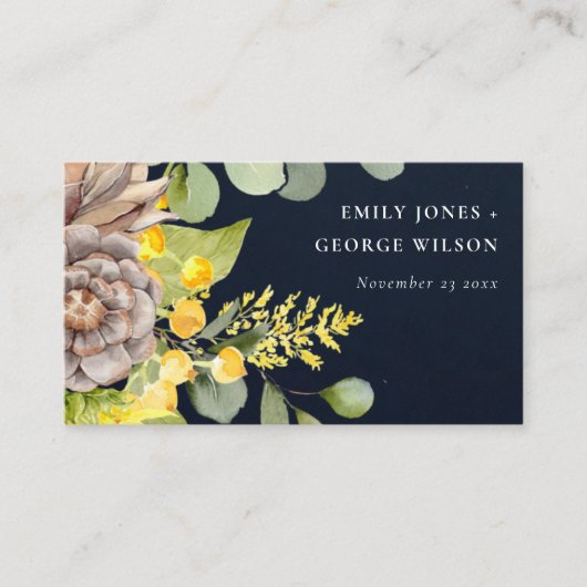 NAVY SUNFLOWER EUCALYPTUS  FLORA WEDDING WEBSITE 名刺 (正面)