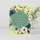 Navy Sunlit Meadow Wedding 招待状 (スタンド正面)