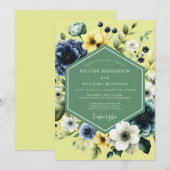 Navy Sunlit Meadow Wedding 招待状 (正面/裏面)