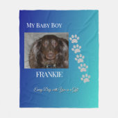 Navy Teal Pawprints Tribute フリースブランケット (正面)