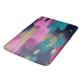 Navy Teal Pink Gold Glitter Abstract Brushstroke バスマット (アングル)
