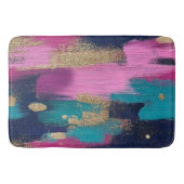 Navy Teal Pink Gold Glitter Abstract Brushstroke バスマット (正面)