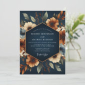 Navy Terracotta Autumn Wedding 招待状 (スタンド正面)