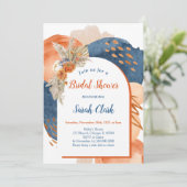 Navy Terracotta Boho Bridal Shower Invitation 招待状 (スタンド正面)