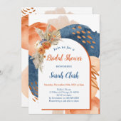 Navy Terracotta Boho Bridal Shower Invitation 招待状 (正面/裏面)