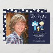 NAVY THANK YOU PHOTO 1st Communion - BLONDE BOY サンキューカード (正面/裏面)
