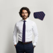 Navy Tie with Carrot-Orange Star Pattern ネクタイ