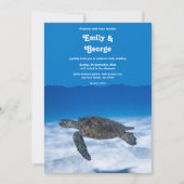 Navy Underwater Aquatic Turtle Coastal wedding 招待状 (正面)