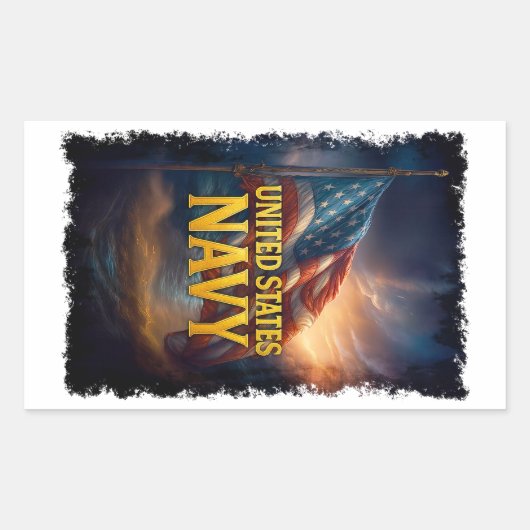 Navy USN Veteran 長方形シール (正面)
