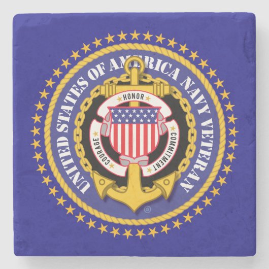 Navy Veteran 2 Ceramic Tile ストーンコースター (正面)