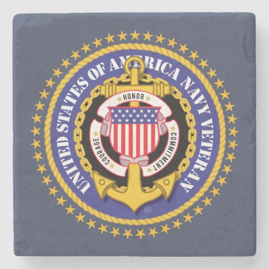 Navy Veteran 2 Ceramic Tile ストーンコースター (正面)