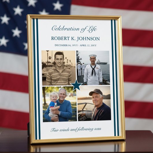 Navy Veteran 4 Photo Celebration of Life Welcome ポスター