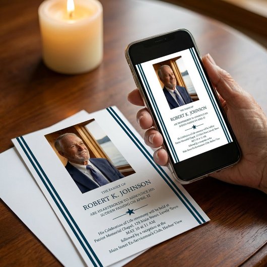 Navy Veteran Photo Digital Death Notice Funeral 招待状