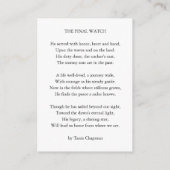 Navy Veteran Prayer Card Tribute Poem Handout Card エンクロージャーカード (裏面)