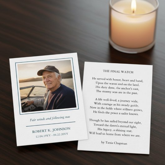 Navy Veteran Prayer Card Tribute Poem Handout Card エンクロージャーカード