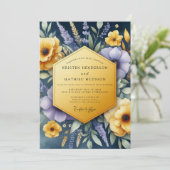Navy Vibrant Wildflower Wedding 招待状 (スタンド正面)