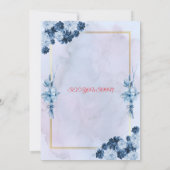 Navy Watercolor Flower Wedding Invite 招待状 (裏面)