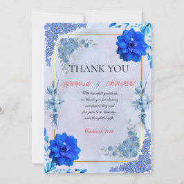 Navy Watercolor Romantic Floral Appreciation Card サンキューカード