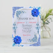 Navy Watercolor Romantic Floral Appreciation Card サンキューカード (スタンド正面)