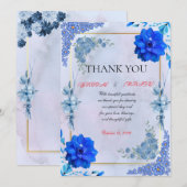 Navy Watercolor Romantic Floral Appreciation Card サンキューカード (正面/裏面)