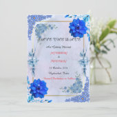 Navy Watercolor Wedding Announcement セーブザデート (スタンド正面)