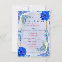 Navy Watercolor Wedding Response Card