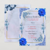 Navy Watercolor Wedding Response Card 出欠カード (正面/裏面)