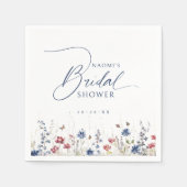 Navy Watercolor Wildflower Rustic Bridal Shower  スタンダードカクテルナプキン (正面)