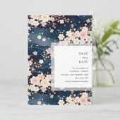 Navy Waves Sakura Blossom Modern Wedding セーブザデート (スタンド正面)
