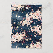 Navy Waves Sakura Blossom Modern Wedding Details エンクロージャーカード (裏面)