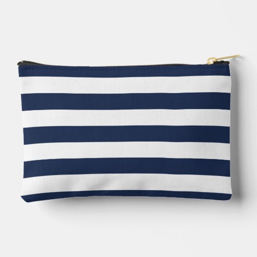 Navy & White Boating Stripe Monogram アクセサリーポーチ (裏面)