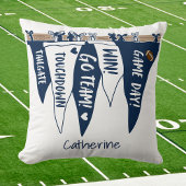 Navy White Game Day Pennant Tailgate Team Decor クッション