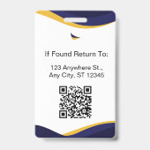 Navy & White Modern Personalized ID Card バッジ (Back)