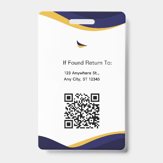 Navy & White Modern Personalized ID Card Badge バッジ (裏面)