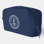 Navy & White Nautical Anchor Stripe Boat Name ドップキット (右コーナー)